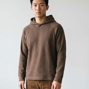 Banana Republic Brown Heather Brushed Waffle Hoodie - Men's Large